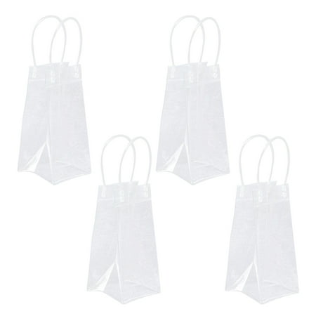 

4pcs PVC Leakproof Wine Bags Single Wine Packaging Pouch with Handle Wine Doggy Bag