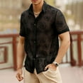 thumbnail image 2 of ZQUUVOU Men's Fashion Short Sleeve Shirt Casual Solid Color Turndown Collar Blouse Tops Black, 2 of 8