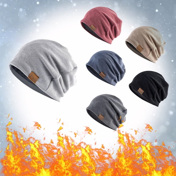 Only Moment Slouchy Beanies for Women Black Acrylic Winter Hats Ear Covers for Men Women-Warm Daily Headwear One Size