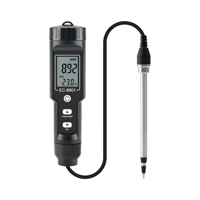 Digital EC/Temp Soil Tester 0.00~10.00mS/cm Conductivity Meter Sensor Earth Analyzer With ATC Planting Garden Outdoor ,Accurate & Professional