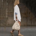 thumbnail image 4 of Delconic Women Bohemian Print V Neck Short Sleeve Top and Split Hem Shorts Two Piece Summer Set for Casual and Daily Wear White XL, 4 of 6
