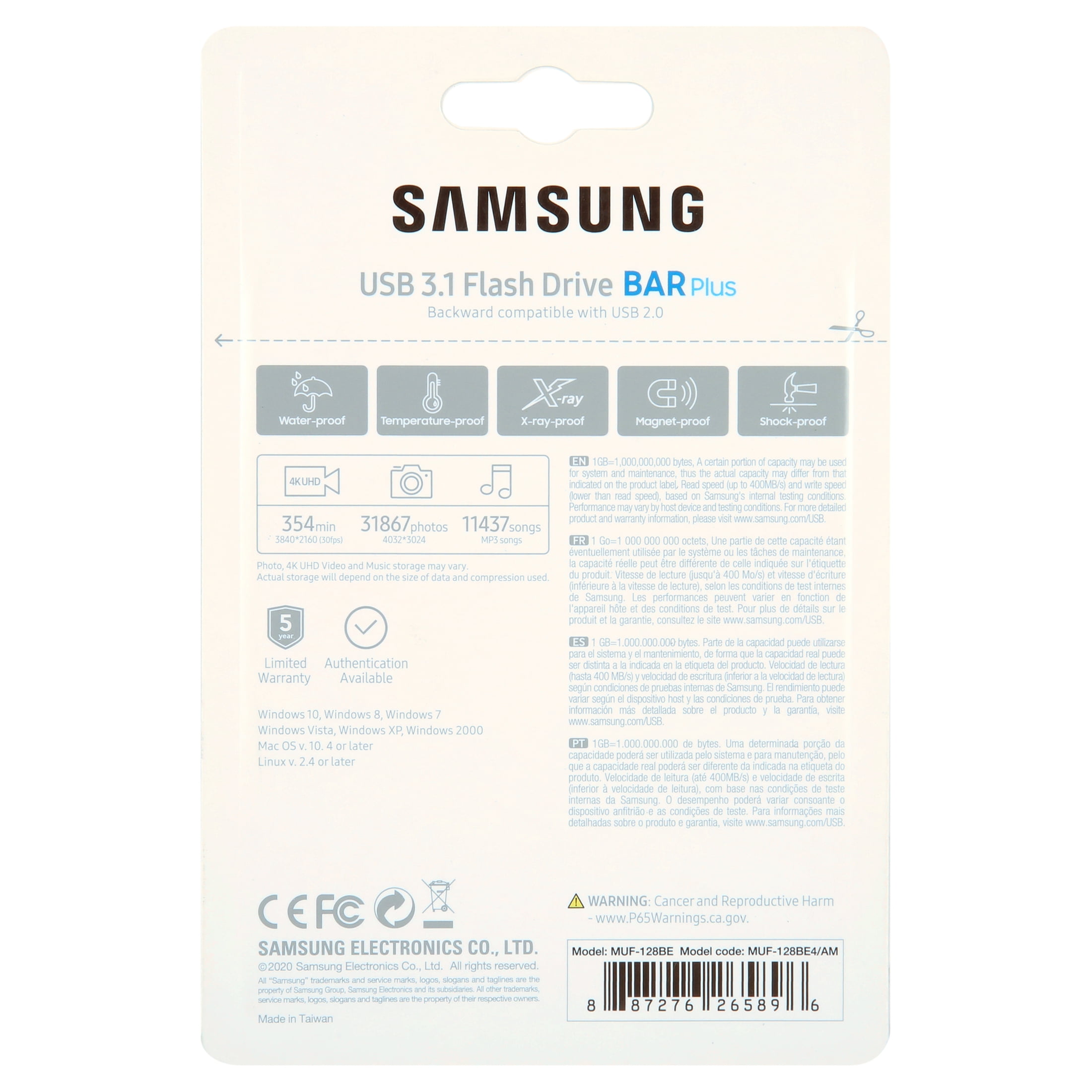 SAMSUNG 128GB Bar Plus Titan Gray USB Flash Drive