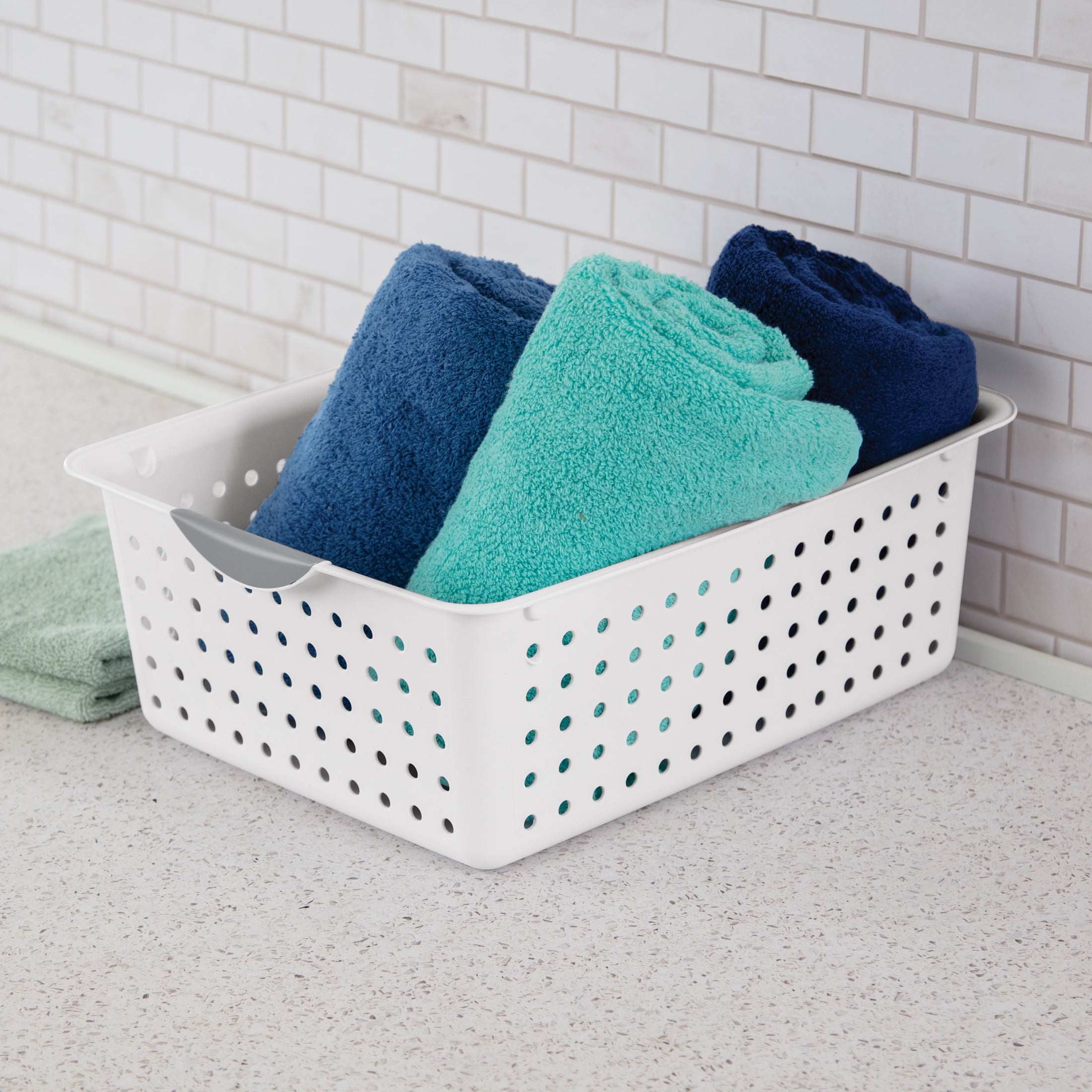 Sterilite Large Ultra™ Basket, Open Plastic Storage Bin, Versatile Organization Solution, White, 6 Count