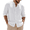2#White, variant on BRANROY Long Sleeve Shirts for Men - Linen Stand Collar Button-Front Shirt, Lightweight and Breathable for Daily Wear,Black L