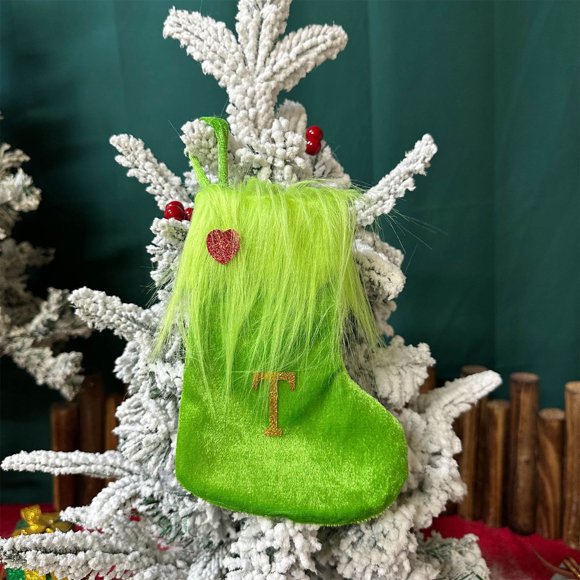 Medias de punto, medias de lana, letras bordadas, bolsa de regalo para dulces infantiles, bolsa de regalo para medias navideñas