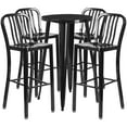 thumbnail image 4 of BizChair Commercial Grade 24" Round Black Metal Indoor-Outdoor Bar Table Set with 4 Vertical Slat Back Stools, 4 of 5