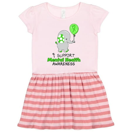 

Inktastic I Support Mental Health Awareness elephant and balloon Gift Toddler Girl Dress