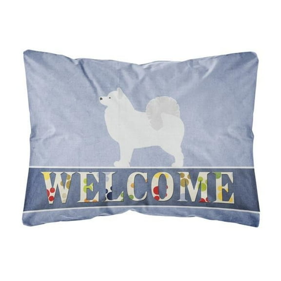 Carolines Treasures BB5563PW1216 Samoyed Welcome Canvas Fabric Decorative Pillow, 12H x16W, multicolor