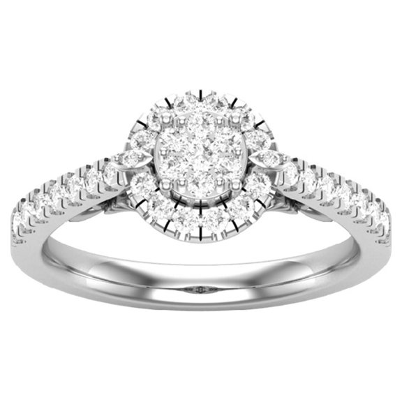 Araiya Sterling Silver Diamond Cluster Halo Ring (5/8 cttw, I-J Color, I2-I3 Clarity), Size 7