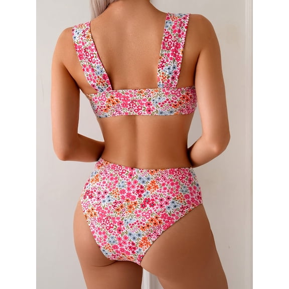 New two-piece bikini set small floral elegant swimsuit women's beach vacation swimwear