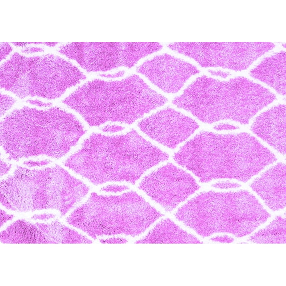 Ahgly Company Indoor Rectangle Trellis Purple Modern Area Rugs, 7' x 10'