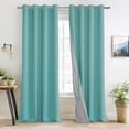 thumbnail image 3 of XWZO Turquoise 100% Double Layer Blackout Curtains 95 Inches Long for Bedroom with Liner,Grommet Thermal Insulated Living Room Darkening Drapes with Tiebacks(Turquoise,52"W x 95"L,2 Panels), 3 of 7
