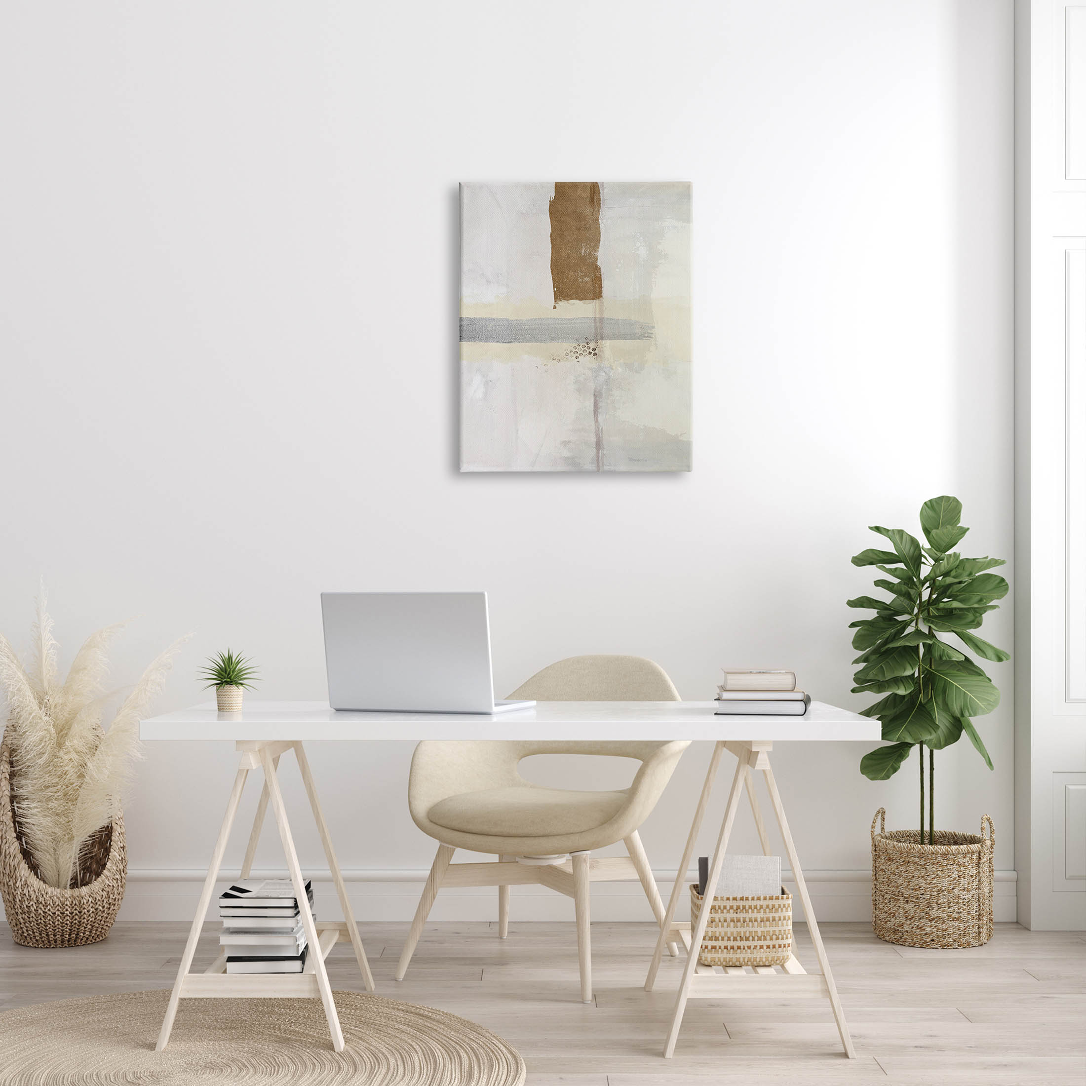 Contemporary Brushed Composition Abstract Graphic Art Gallery Wrapped Canvas Print Wall Art