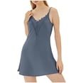 thumbnail image 2 of SELONE Lace Nightgowns for Women Sleep Shirts V Neck Sleepshirt Slit Lace Sleeveless Short Dress Comfy Loungewear, 2 of 5