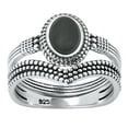 thumbnail image 3 of LaRaso & Co His Her Wedding Rings Sterling Silver Black Onyx Silver & Titanium Engagement TRIO Set Him Her 8/13, 3 of 7