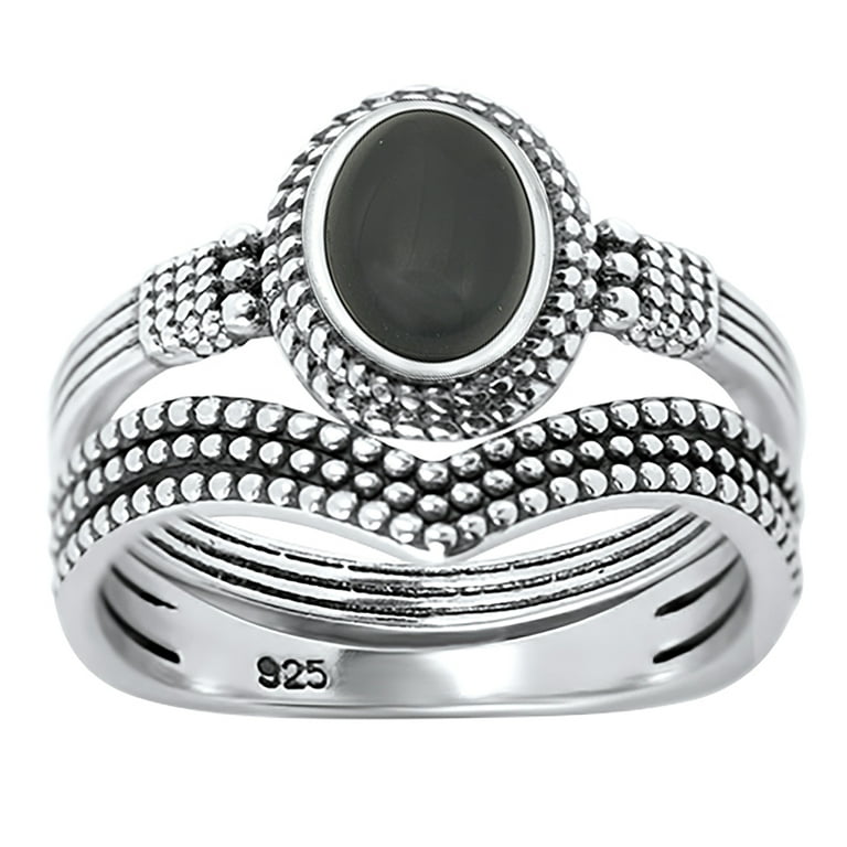LaRaso & Co His Her Wedding Rings Sterling Silver Black Onyx