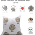 thumbnail image 5 of Fabdivine Block Print Throw Pillow Cover, 14x14 inch, Thick Cotton, White and Light Brown, 5 of 5