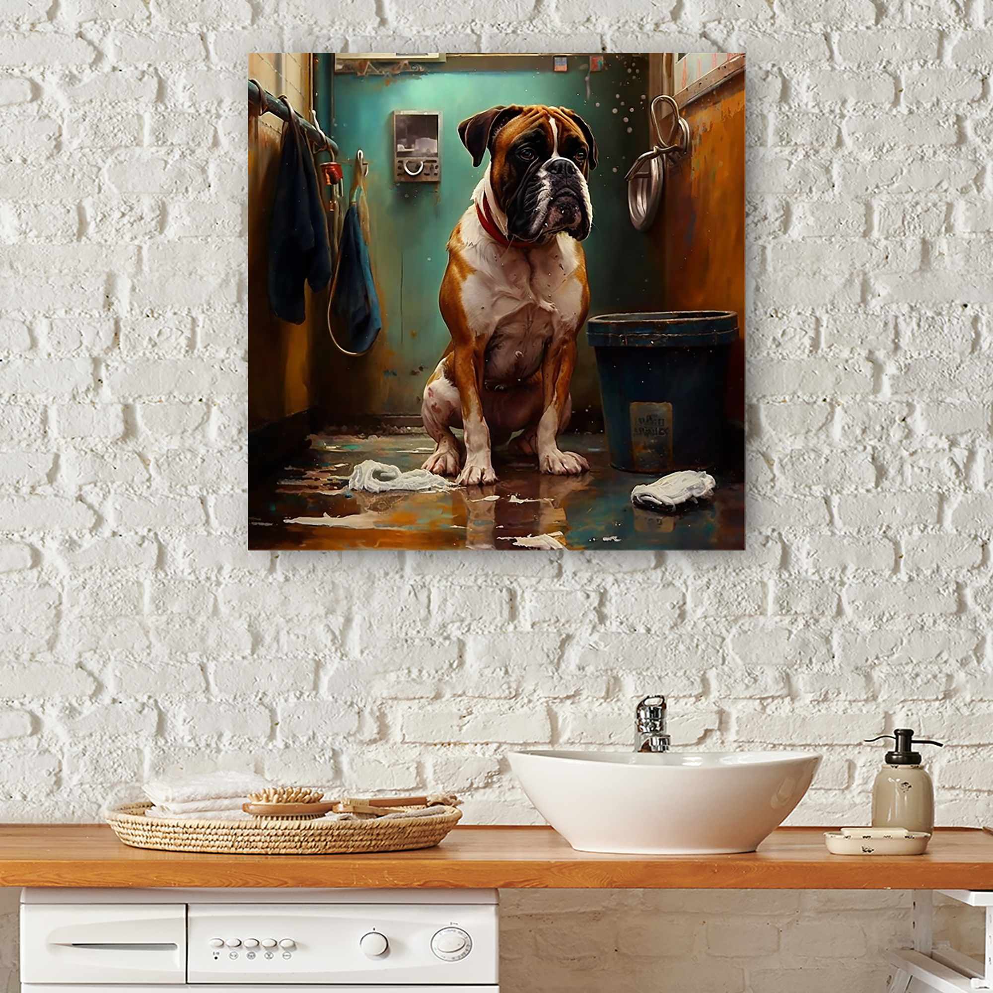 Designart Boxer Dog Don T Like Cleaning I Canvas Wall Art