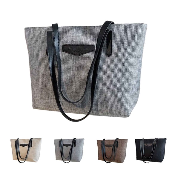 Modstep Large Tote Bags for Women Leather Strap Canvas Handbags Purse Ladies Work Shoulder Bag Underarm Pocket for College Daily Black