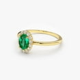 thumbnail image 4 of Emerald Ring 14k Gold Plated 925 Sterling Silver Classic Oval Cut Emerald Ring with Surrounding Diamonds Natural Emerald Ring, 4 of 5