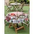 thumbnail image 3 of Outdoor Tablecloth with Umbrella Hole and Zipper, Pink Christmas Round Table Cloth 60 Inch Waterproof Tablecloth, Gnomes Xmas Tree Snowflake Gifts Picnic Table Cover for Patio Camping, 3 of 7