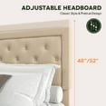 thumbnail image 6 of Amolife King Bed Frame with Adjustable Headboard, Fabric Upholstered Platform Bed, No Box Spring Required, Beige, 6 of 8
