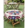 thumbnail image 3 of Outdoor Tablecloth with Umbrella Hole and Zipper, Independence Day Round Table Cloth 54 Inch Waterproof Tablecloth, Red Blue Flowers Patriotic Star Stripes Picnic Table Cover for Patio Camping, 3 of 7