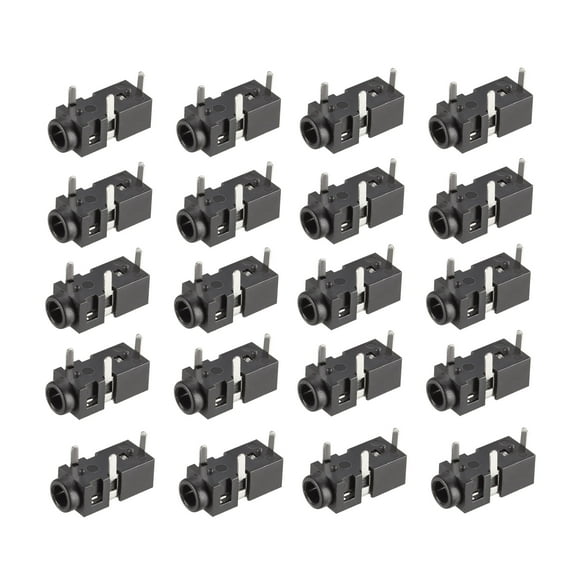PCB Mount 2.5mm 3 Pin Socket Headphone Stereo Audio Video Connector PJ208 Black 20Pcs