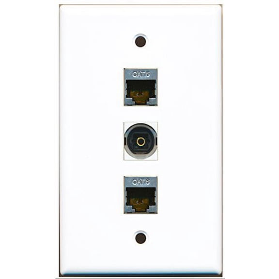 RiteAV - 2 Port Shielded Cat6 Ethernet and 1 Port Toslink Wall Plate