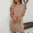 thumbnail image 5 of qolati Summer Dresses for Women 2025 Crew Neck Flounce Cap Sleeve Beach Sundress Casual Basic Loose Ribbed Tunic Mini Dresses, 5 of 7