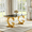 Gold Black Table, variant on 70" Rectangular Tempered Glass Dining Table with Double-G Stainless Steel Pedestal Base, Seats 4-6, Modern Kitchen & Dining Room Furniture