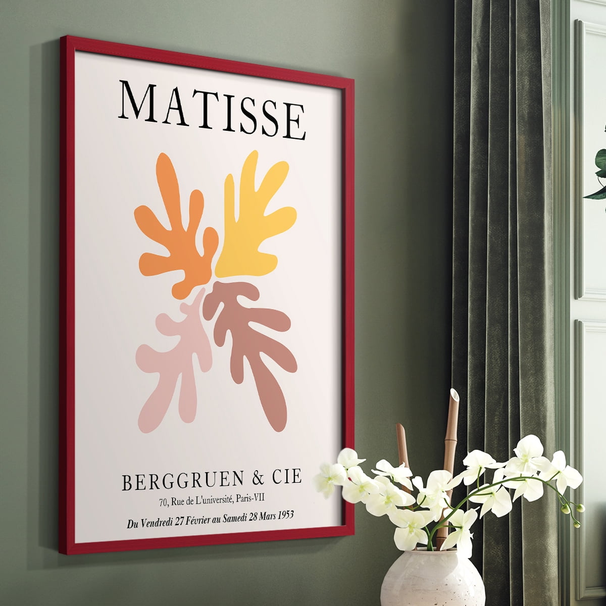 Matisse D in Red Solid Wood Framed Print No Nail Hanging