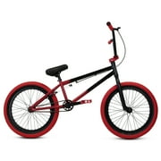 Elite BMX Bicycle 20” Freestyle Bike - Stealth Black Red Ideal for Ages 7 to 18 Years