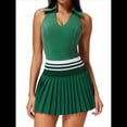 thumbnail image 1 of Falda de Tenis para Mujer, Falda de Golf Acanalada, Falda Deportiva Plisada con Media Cremallera, Pantalones Cortos y Sujetador Incorporados Verde M, 1 of 8