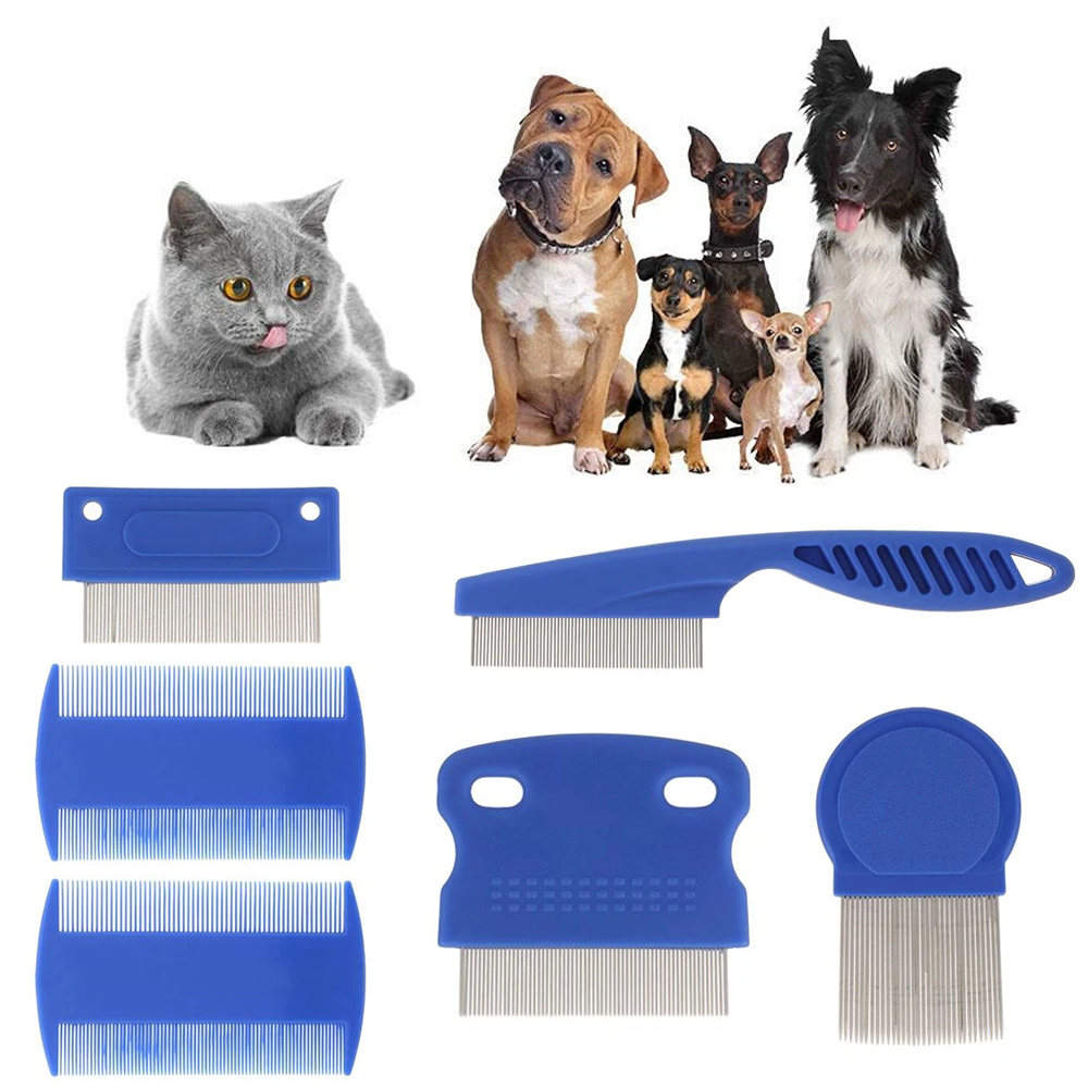 6 Pcs/set Stainless Steel Pet Grooming Hair Comb Long Thick Hair Fur