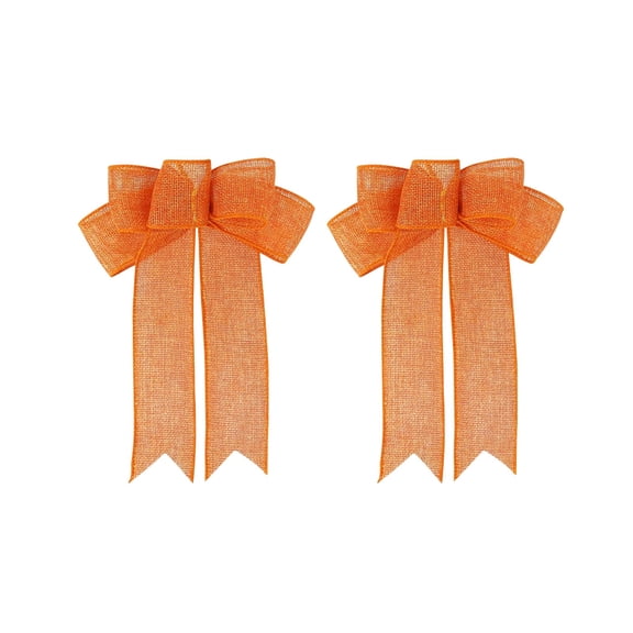 Mecorevxz Handmade Bow Party Decoration Items Imitation Linen Solid Color Ribbon Bow Accessories Pendant Suitable for Easter Decorations(Orange)