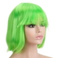 thumbnail image 2 of Deago 12" Short Straight Bob Wig with Bangs Synthetic Colorful Cosplay Costume Halloween Party Flapper Wig for Women (Green), 2 of 8