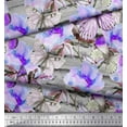thumbnail image 2 of Soimoi Purple Rayon Fabric Stripe,Floral & Butterfly Printed Craft Fabric by The Yard 42 Inch Wide, 2 of 3