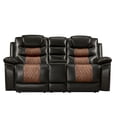 thumbnail image 3 of New Classic Furniture Nikko Leather Console Loveseat w/ Dual Recliners in Brown, 3 of 9