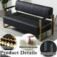 thumbnail image 4 of 58" Faux Leather Couch Office Loveseat Sofa, Mid Century Modern Small Couches with Gold Armrests & Legs, Upholstered 2-Seater Love Seat Couches for Living Room Apartment Shop Anteroom (Black), 4 of 8