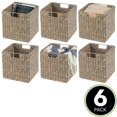 thumbnail image 2 of mDesign Hyacinth Woven Cube Bin Basket Organizer, Handles, 6 Pack, Gray Wash, 2 of 9