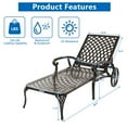 thumbnail image 4 of Hassch Outdoor Chaise Lounge Chair, Cast Aluminum Leisure Chair with 3-Position Adjustable Backrest for Patio, Garden, Backyard, Bronze, 4 of 10