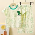 thumbnail image 2 of TOWED22 Toddler Girl Boy Kids 2 Piece Outfits Trendy Print Short Sleeve Crewneck T-Shirt and Elastic Waist Shorts Set Summer Clothes(Light Green,5-6 Y), 2 of 4
