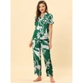 thumbnail image 2 of Unique Bargains Women's Pajama Set Silk Short Sleeves and Pants Floral Satin Sets, 2 of 5