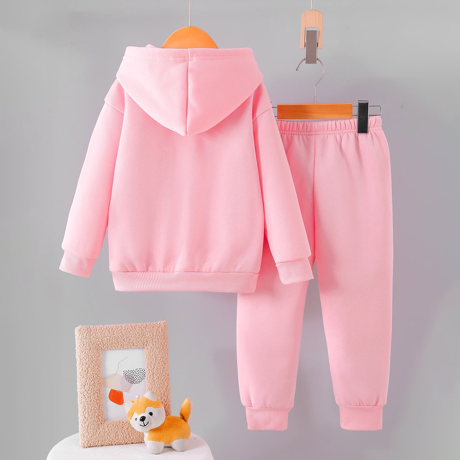 Zshosam Toddler Girls Winter Clothing Sets Girls Graphic Jogging Suits Sweatsuits 2 Piece Set Hoodie and Sweatpants Fall Winter Clothes Size 6T 7T,(Pink 6-7 Years)