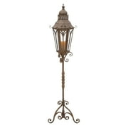 DecMode Brown Metal Scroll Weathered Antique Tall Standing Floor Candle Lantern