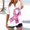 001 Pink, variant on Breast Cancer Shirts for Women Awareness Ribbon Floral Blouse Summer Button Short Sleeve V Neck Blouse Tops