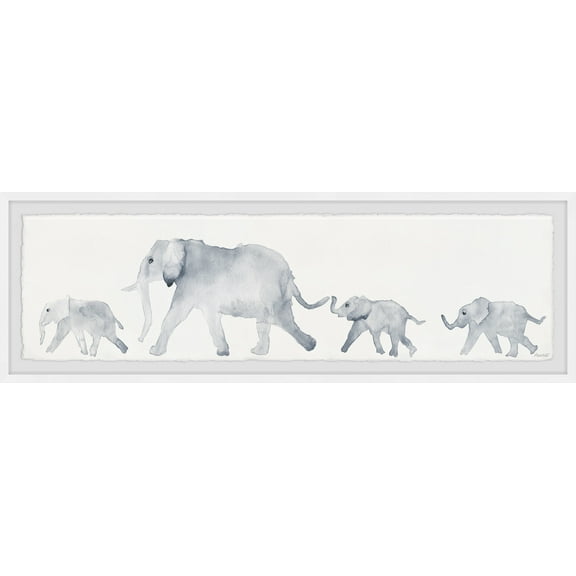 Marmont Hill Elephants Framed Wall Art, 1.50" x 30.00"
