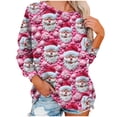 thumbnail image 5 of Fartey Plus Size Women Christmas Shirts Fall Winter Long Sleeve Sweatshirts Funny Xmas Print Crewneck Pullover Tops Loose Casual Holiday Blouses, 5 of 7