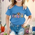 thumbnail image 2 of Girls T Shirts Kid Girls Easter Cute Graphic Round Neck Short Sleeve Tee Summer Casual T Shirt Summer Tops Blue 10 Years-11 Years, 2 of 4